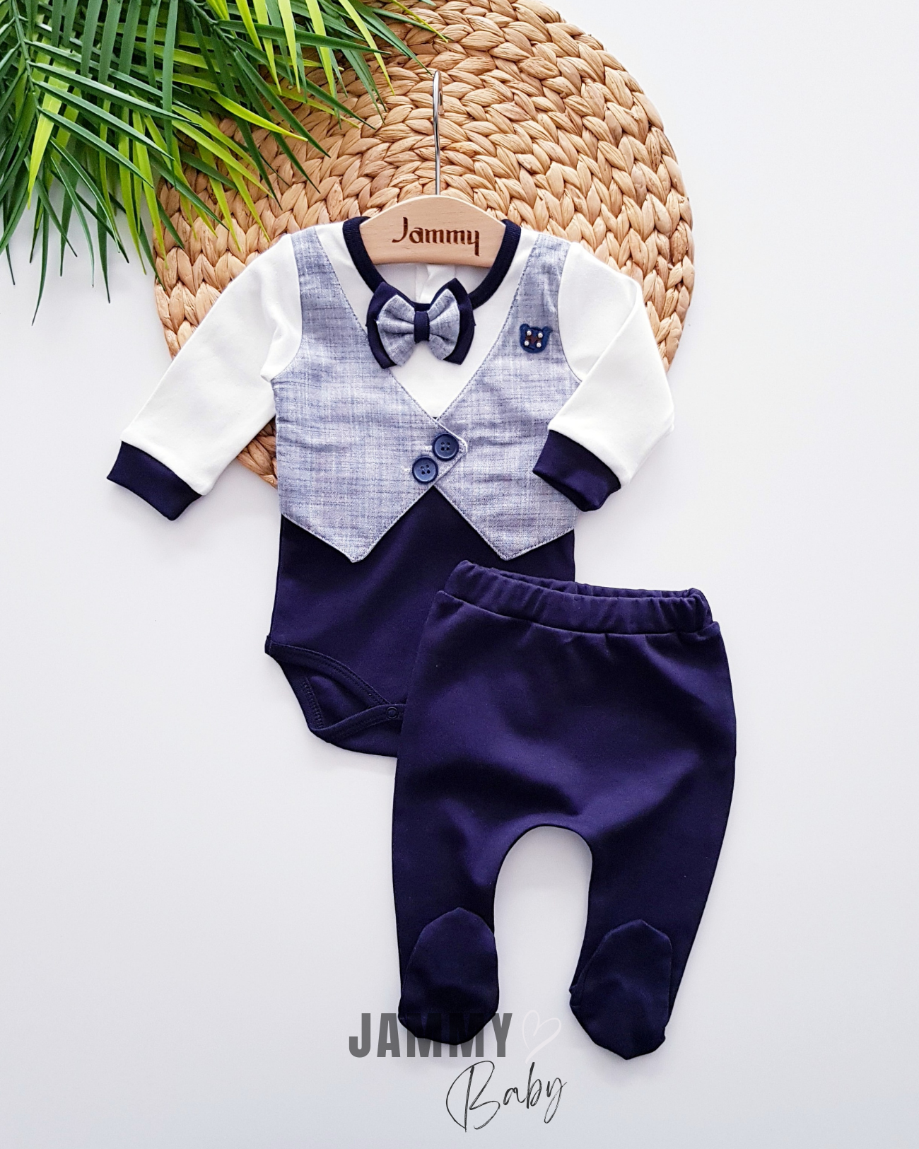Lowell Vest Detailed Seasonal 2-Piece Set-DARK BLUE