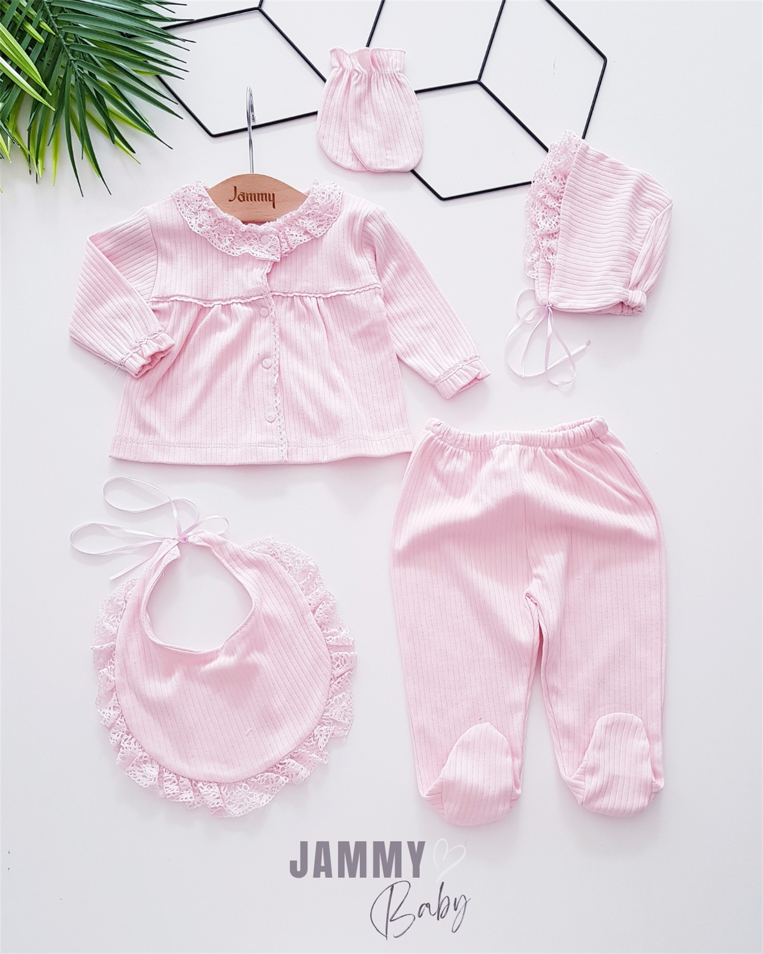 Luce Lacy 5 Parça Yenidoğan Seti-PEMBE
