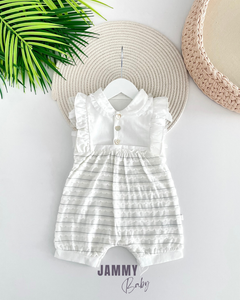 Lulu Glittery Baby Collar Barbatos Jumpsuit-ECRU