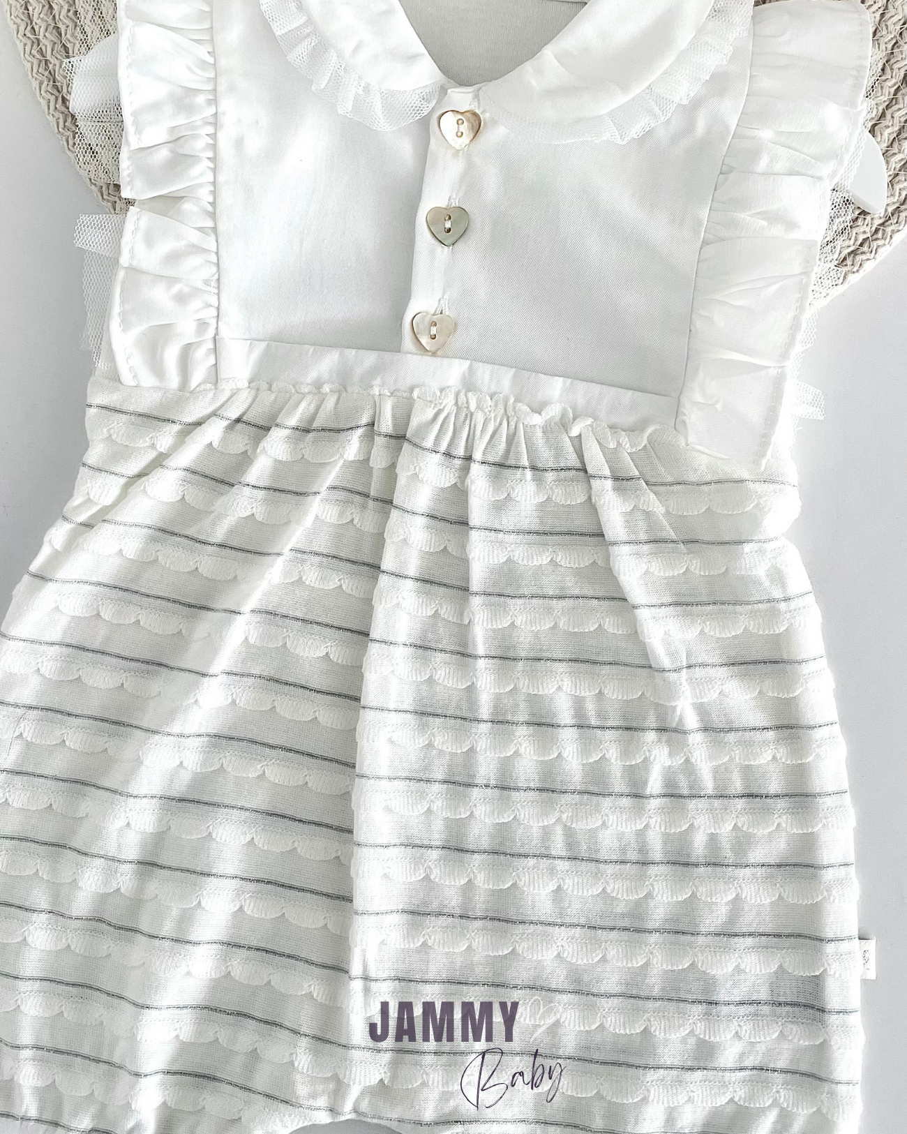 Lulu Glittery Baby Collar Barbatos Jumpsuit-ECRU