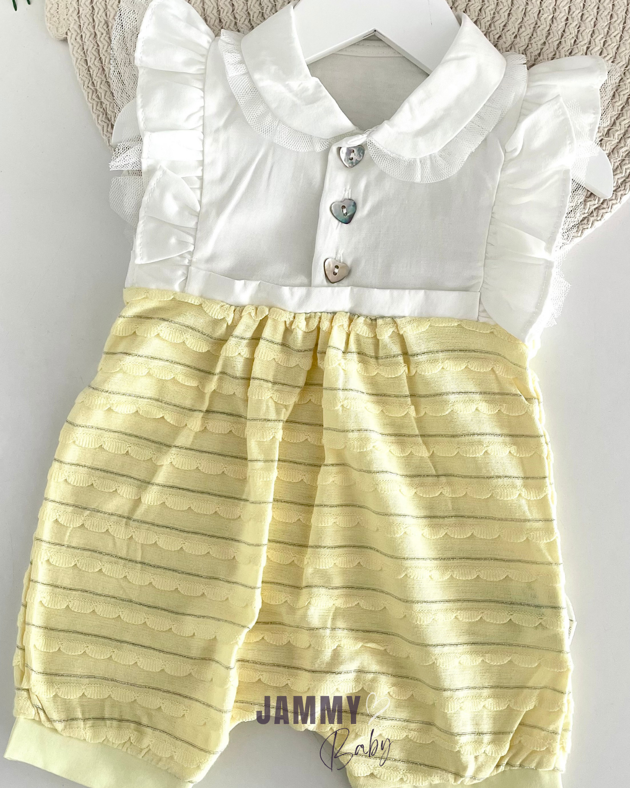 Lulu Glitter Baby Collar Barbacue Jumpsuit-YELLOW