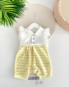 Lulu Glitter Baby Collar Barbacue Jumpsuit-YELLOW