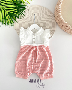 Lulu Glittery Baby Collar Barbatos Jumpsuit-SALMON