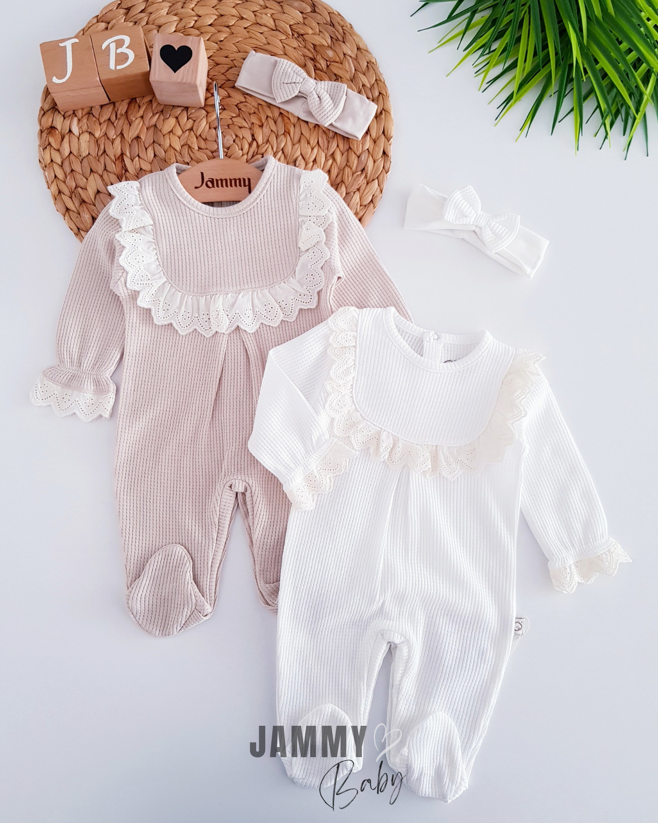 Luna Taraklı Dantel Waffle Tulum Takımı-BEIGE