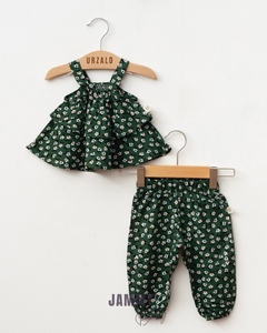 Margarita Floral Hanging Viscose Set of 2-GREEN