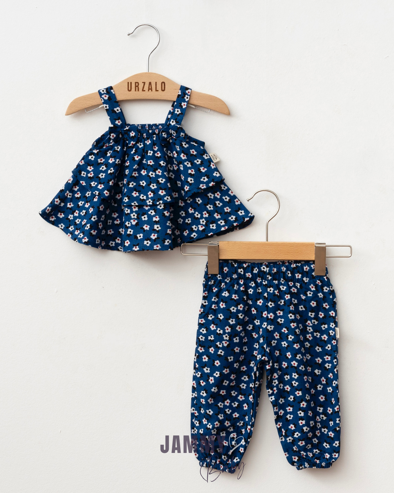 Margarita Floral Hangende Viscose Set van 2 - MARINEBLAUW