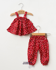 Margarita Floral Hanging Viscose Set of 2-RED