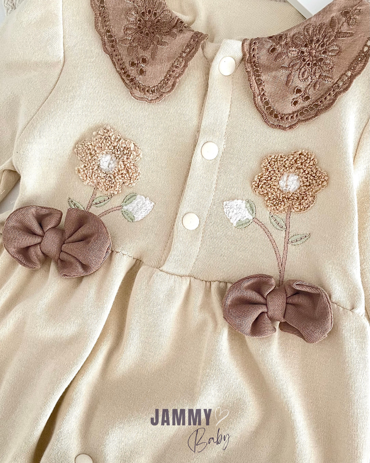 Mariela Floral Bonnet and Hat Overalls Set-BEIGE