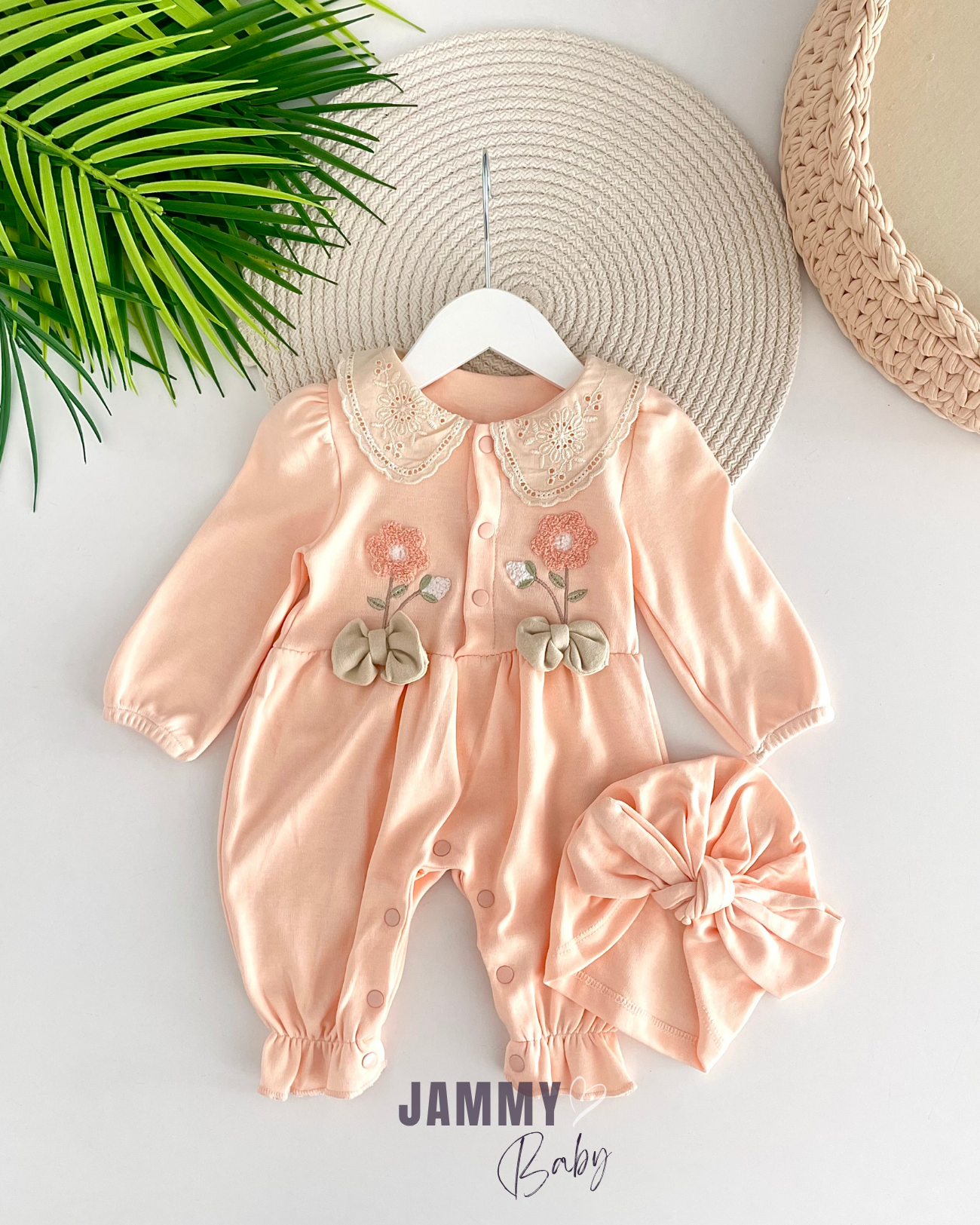 Mariela Floral Bonnet Hat and Overalls Set- PUPPY MOUTH