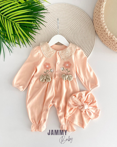 Mariela Floral Bonnet Hat and Overalls Set- PUPPY MOUTH