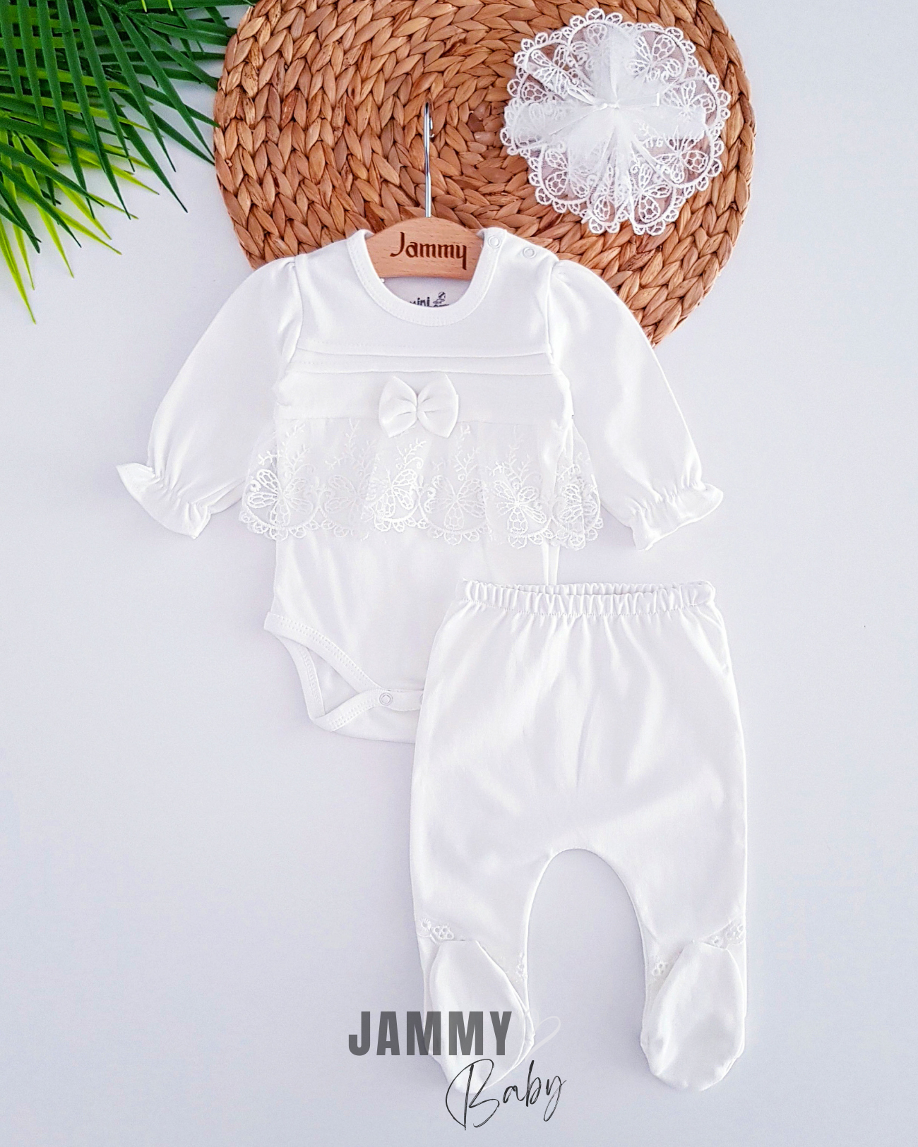 Marliana Lace Bandana Set-WHITE