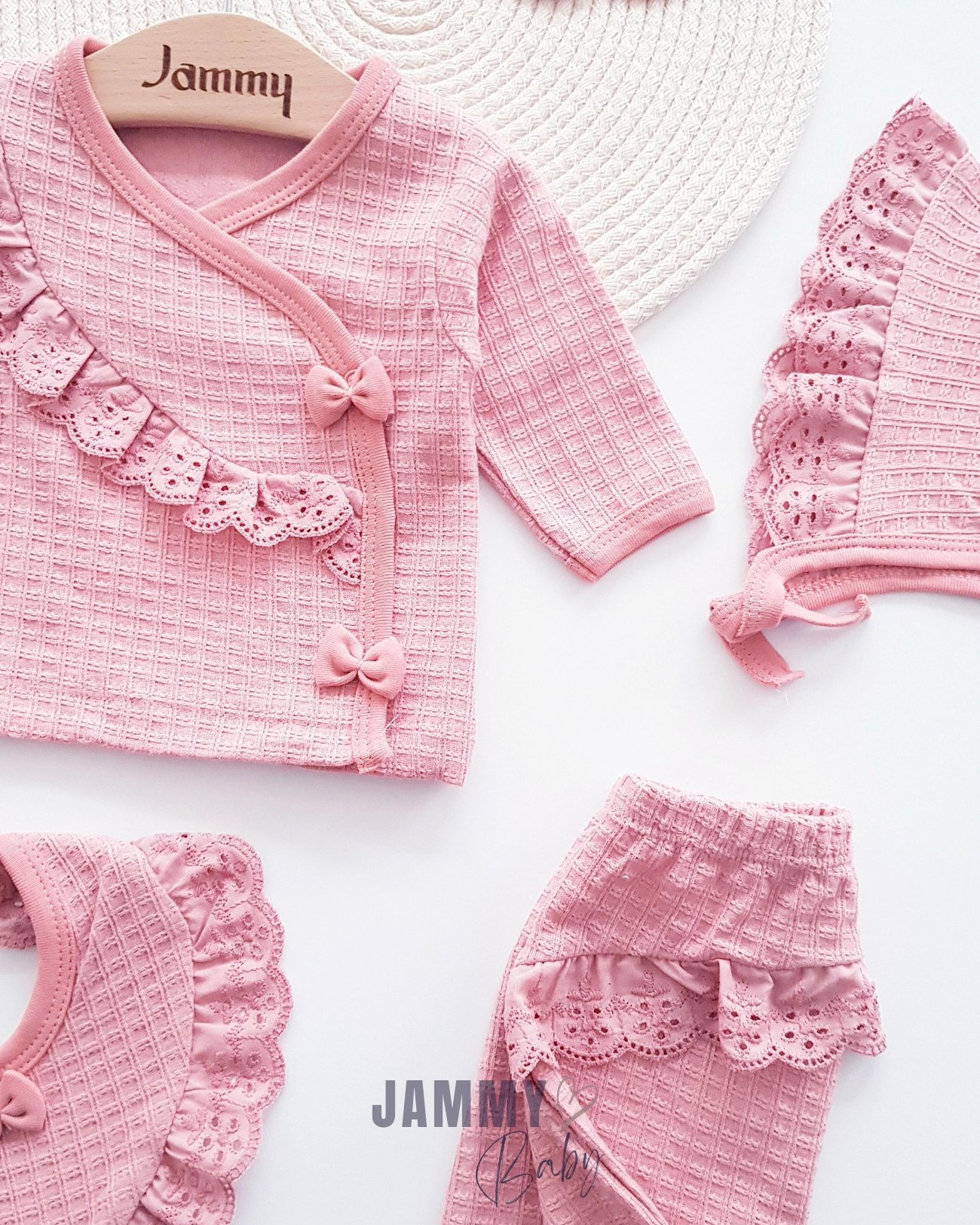 Mathilda Laura 5 Parça Yenidoğan Seti Şapkalı - DRIED ROSE