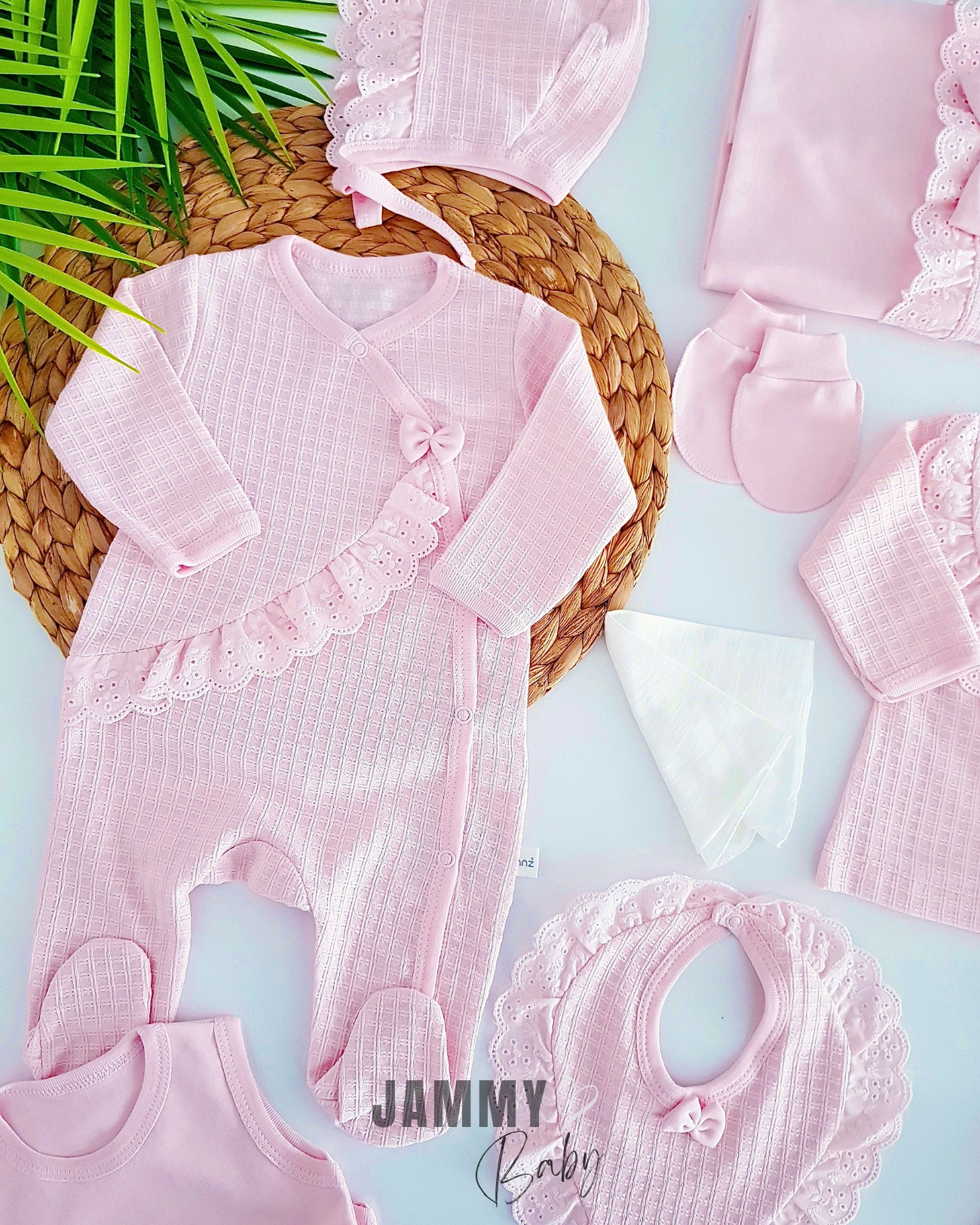 Ensemble de tissage en nid d'abeille Mathilda pour nouveau-né, 10 pièces-ROSE