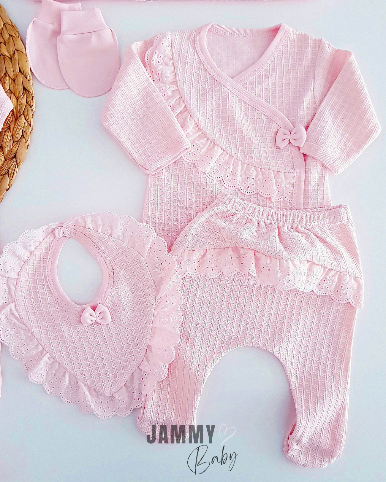 Ensemble de tissage en nid d'abeille Mathilda pour nouveau-né, 10 pièces-ROSE