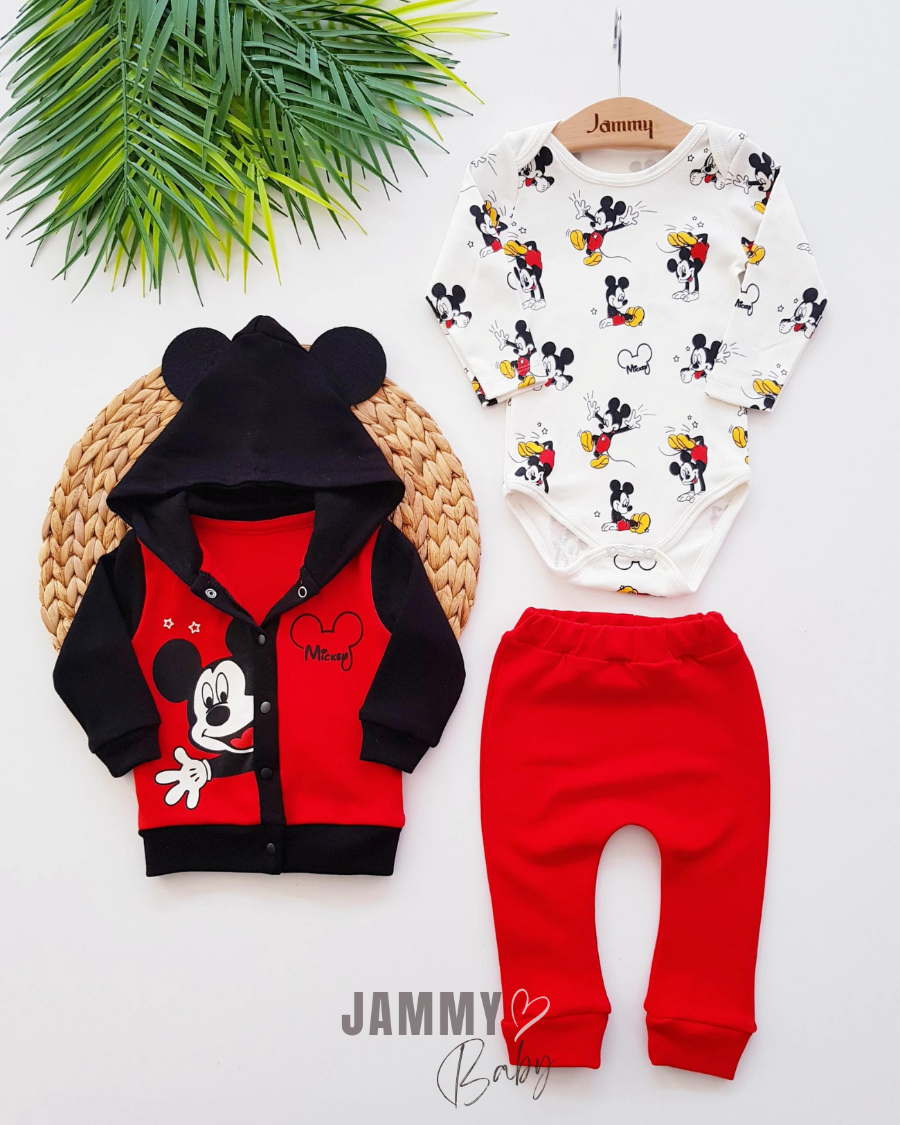 Mickey Mouse Cardigan Suit-RED