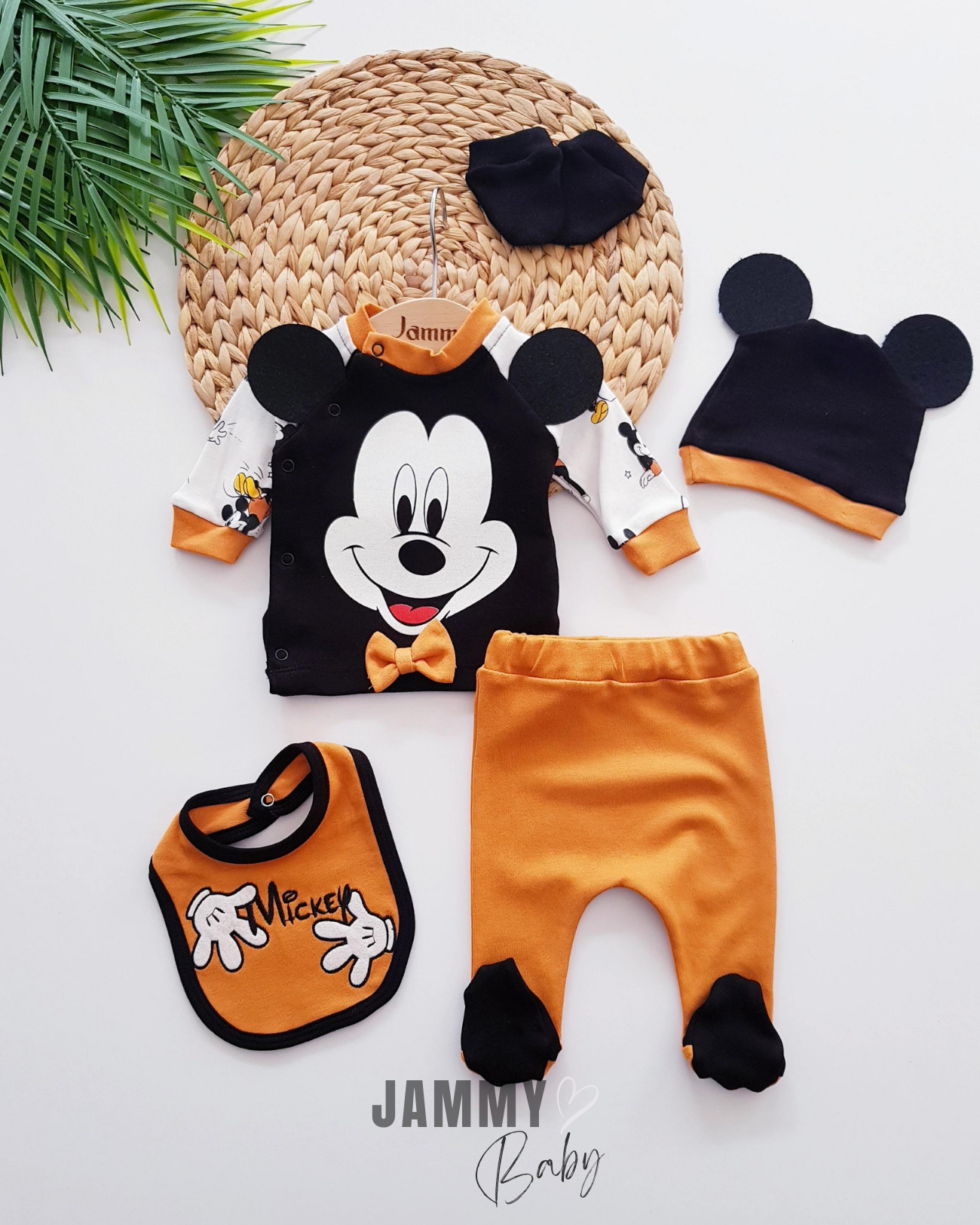 Mickey Themed 5 Piece Newborn Set-CAMEL