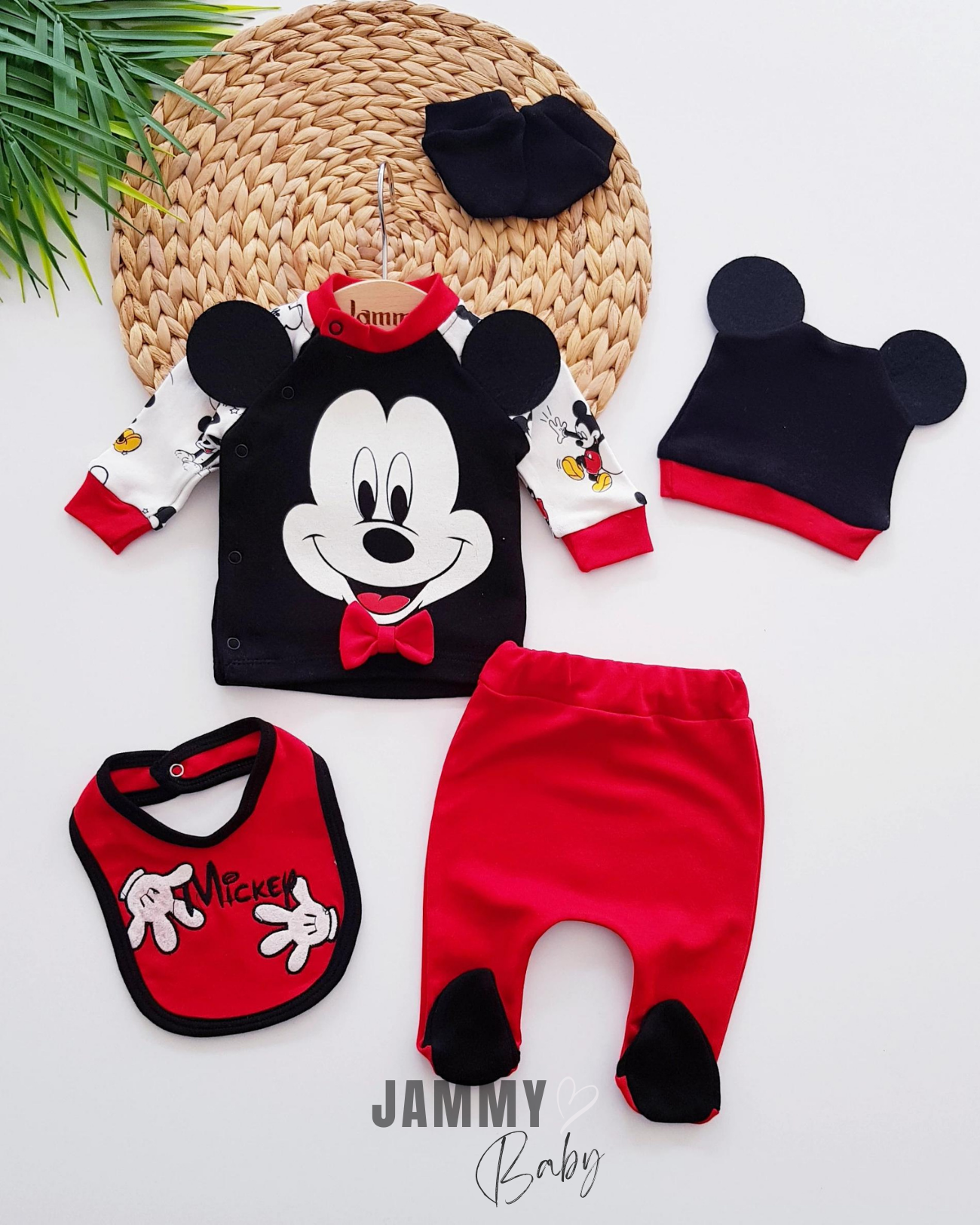Mickey Themed 5 Piece Newborn Set-RED