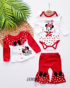 Minnie Mouse Flared Cardigan Suit-RED