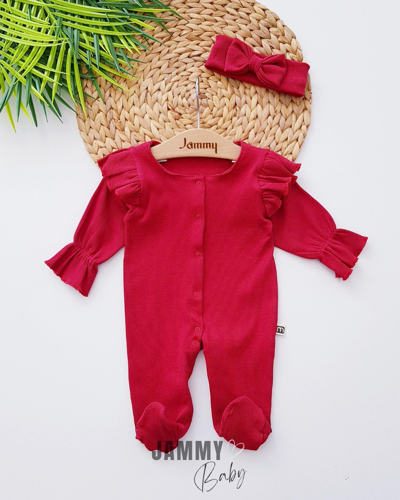 Mirabel Camisole Shoulder Ruffle Bandana Jumpsuit Set-RED