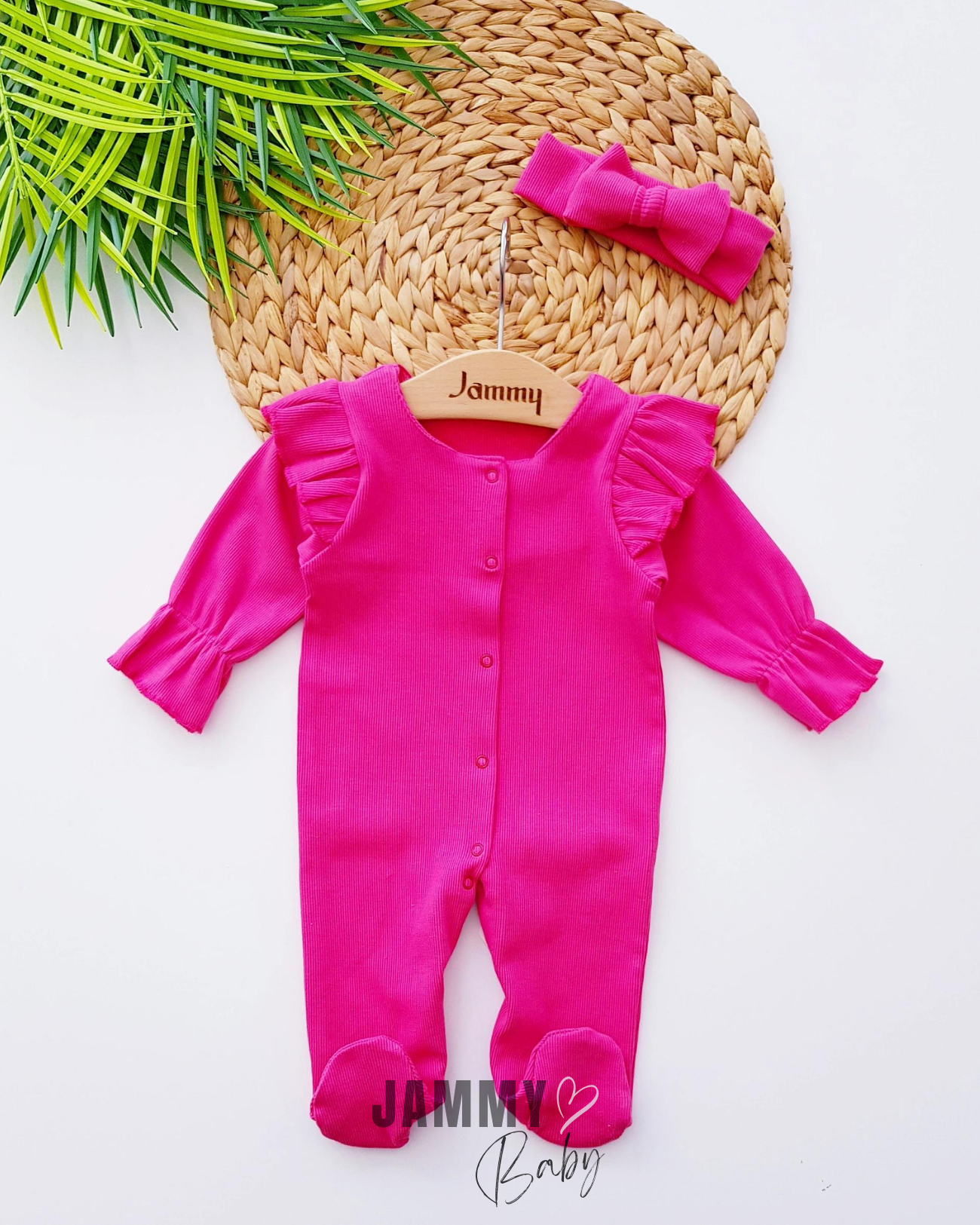 Mirabel hemdje schouder ruches bandana jumpsuit set-FUCHSİA