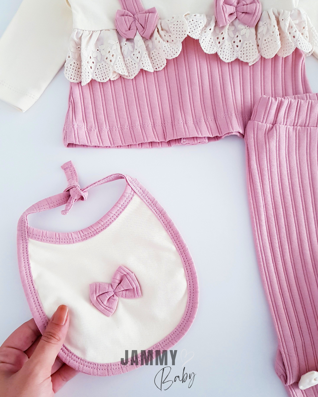 Moneqlia 5 Piece Newborn Set-DRY ROSE