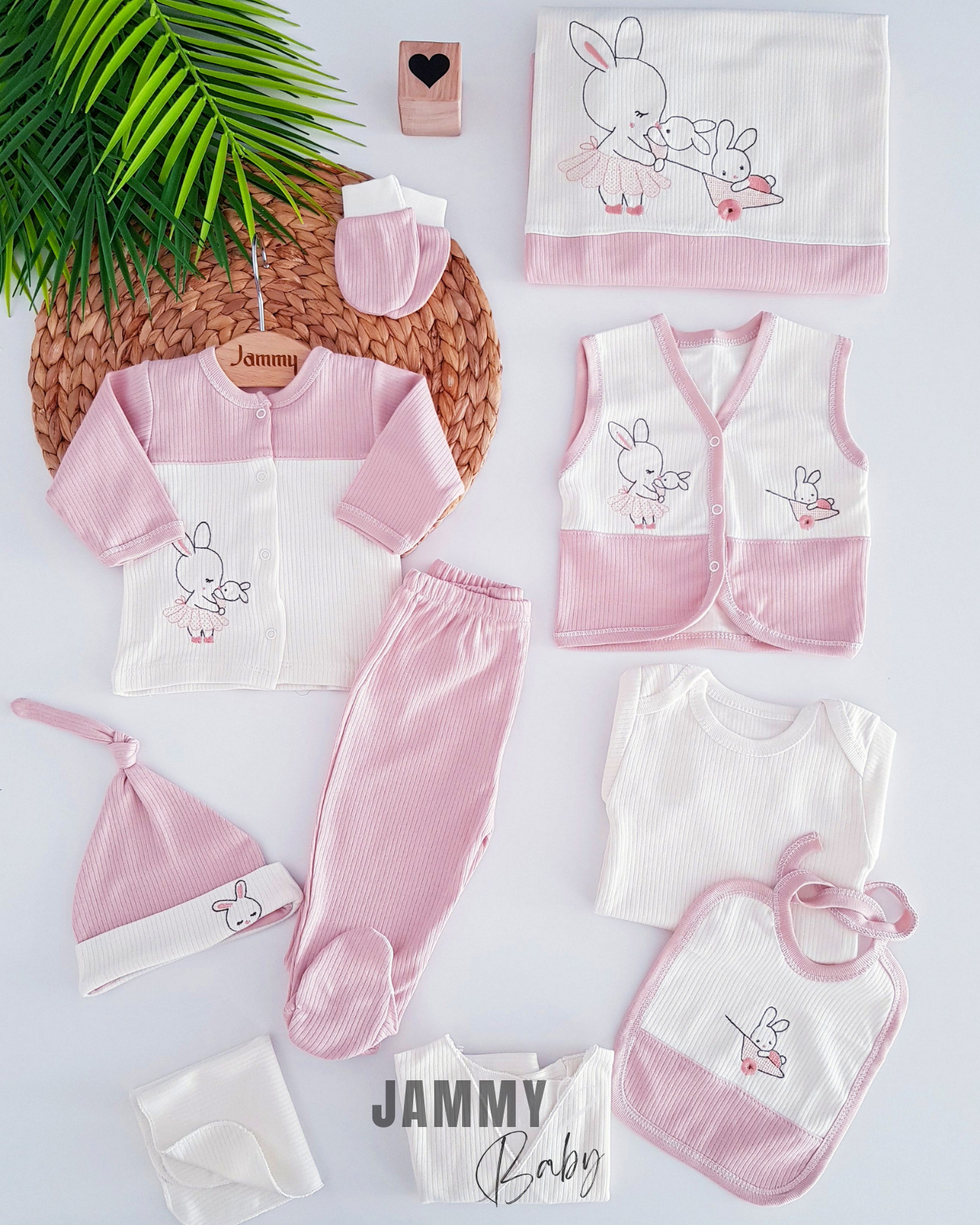 Mother Rabbit Camisole 10 Piece Hospital Exit Set-DRY ROSE