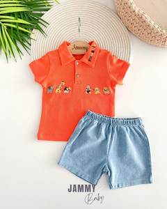 My Zoo Lacoste Tişört / Şort Takım -TURUNCU