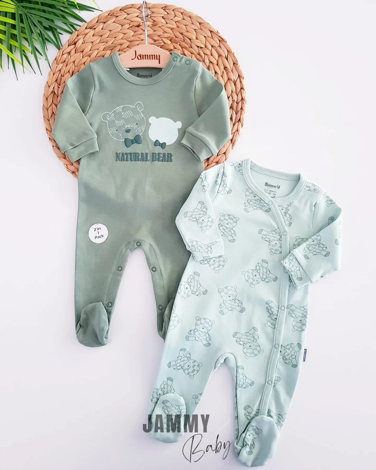 Natural Bear 2-delige overallset - GROEN