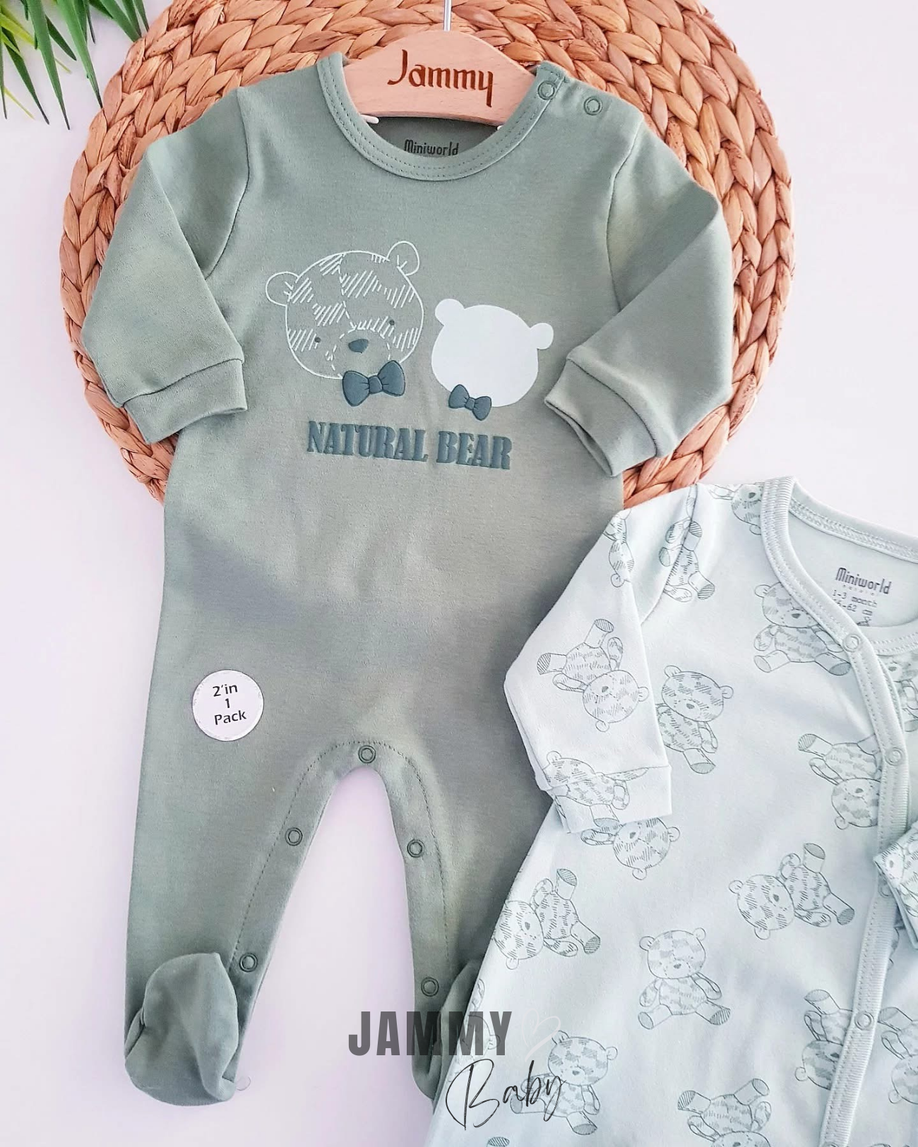 Natural Bear 2-delige overallset - GROEN