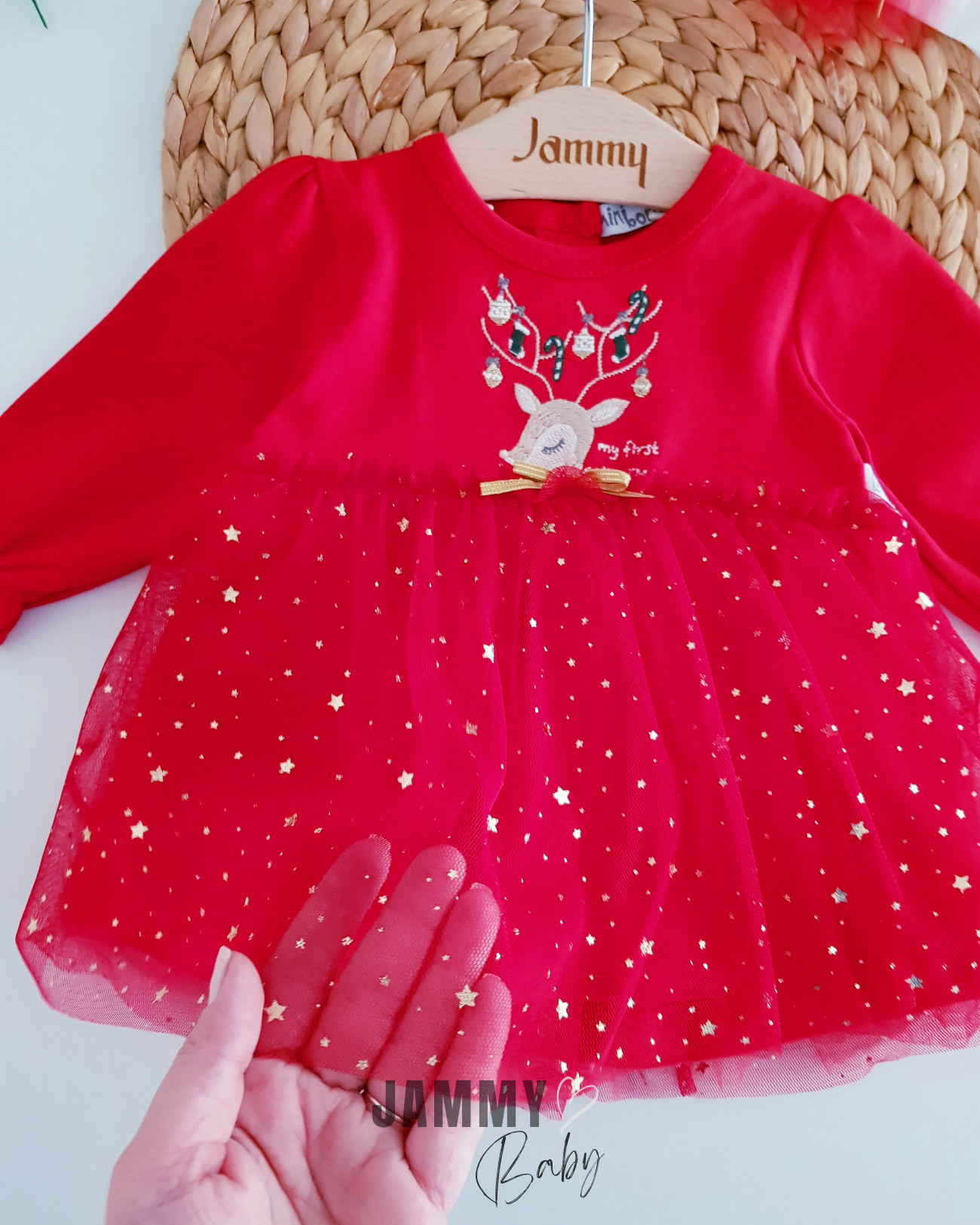 New Christmas Tutu Bandana Jumpsuit Set-RED