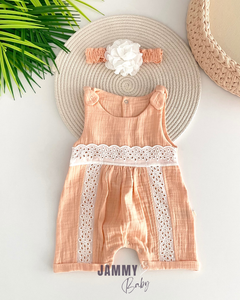 Nicole Müslin Dantelli Bandanalı Tulum Set-YAVRUAĞZI