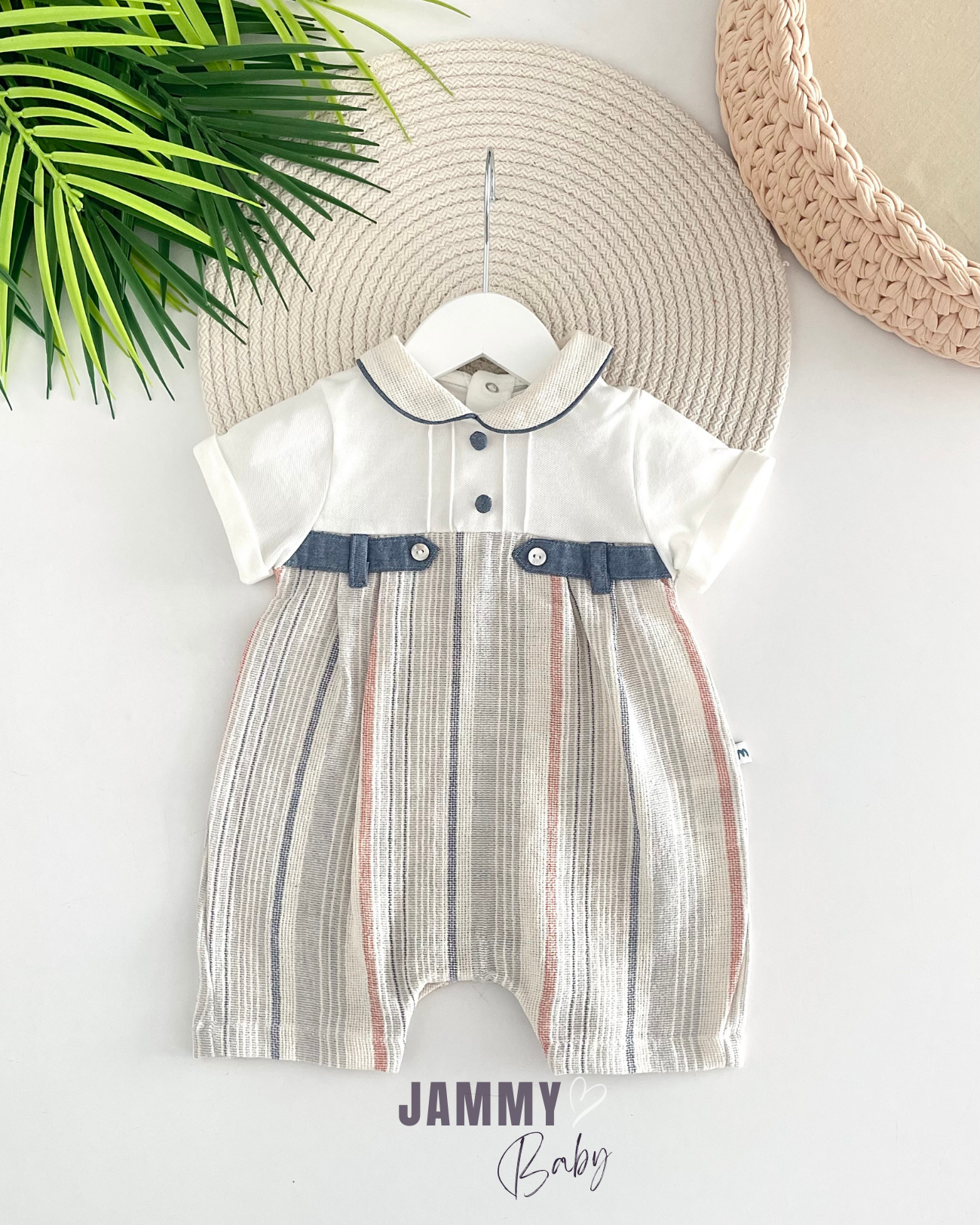 Collier bébé rayé Oscar Barbatos-CRÈME