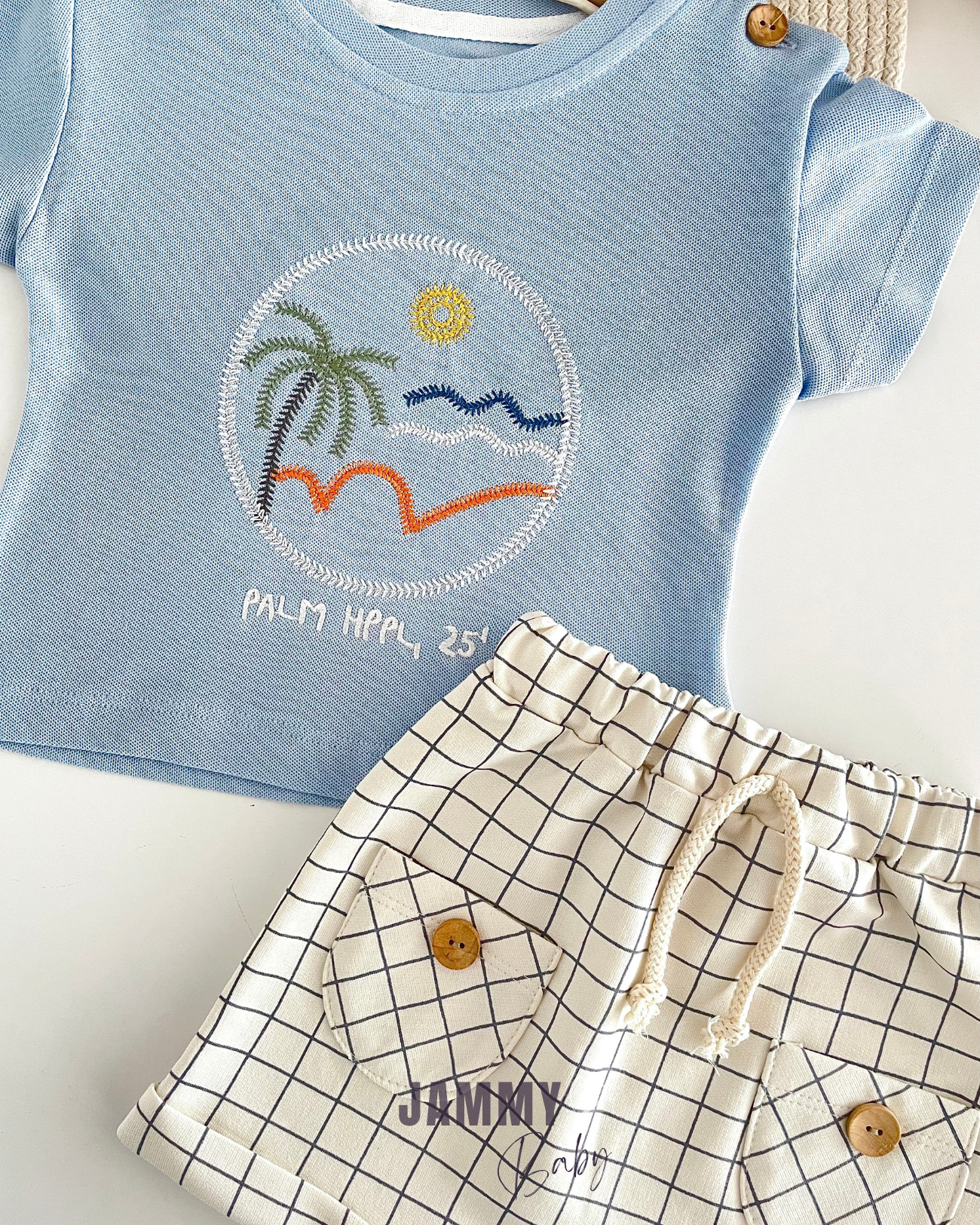 Palm Lacoste T-shirt/Shortset - BLAUW