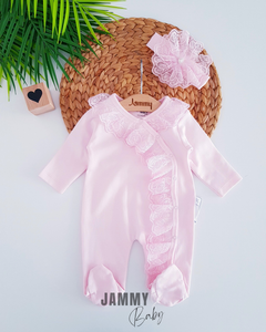 Patrice Lace Bandana Jumpsuit Set-PINK