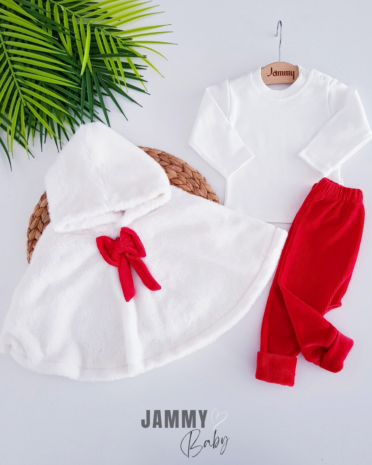 Ensemble de 3 capes en peluche-ROUGE