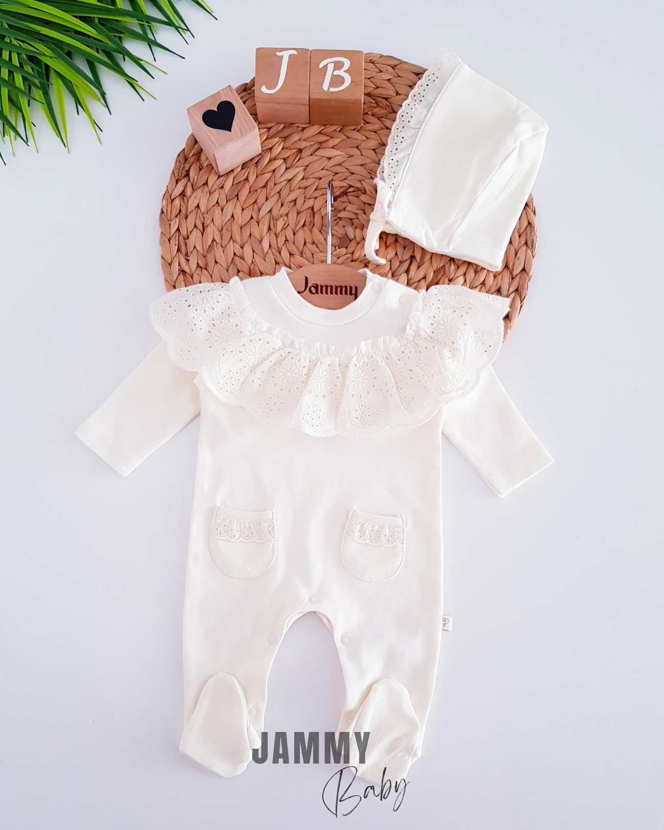 Perry Robed Embroidered Laura Hat Jumpsuit Set-NATURAL