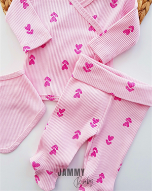 Pink Hearts 5 Piece Newborn Set-PINK