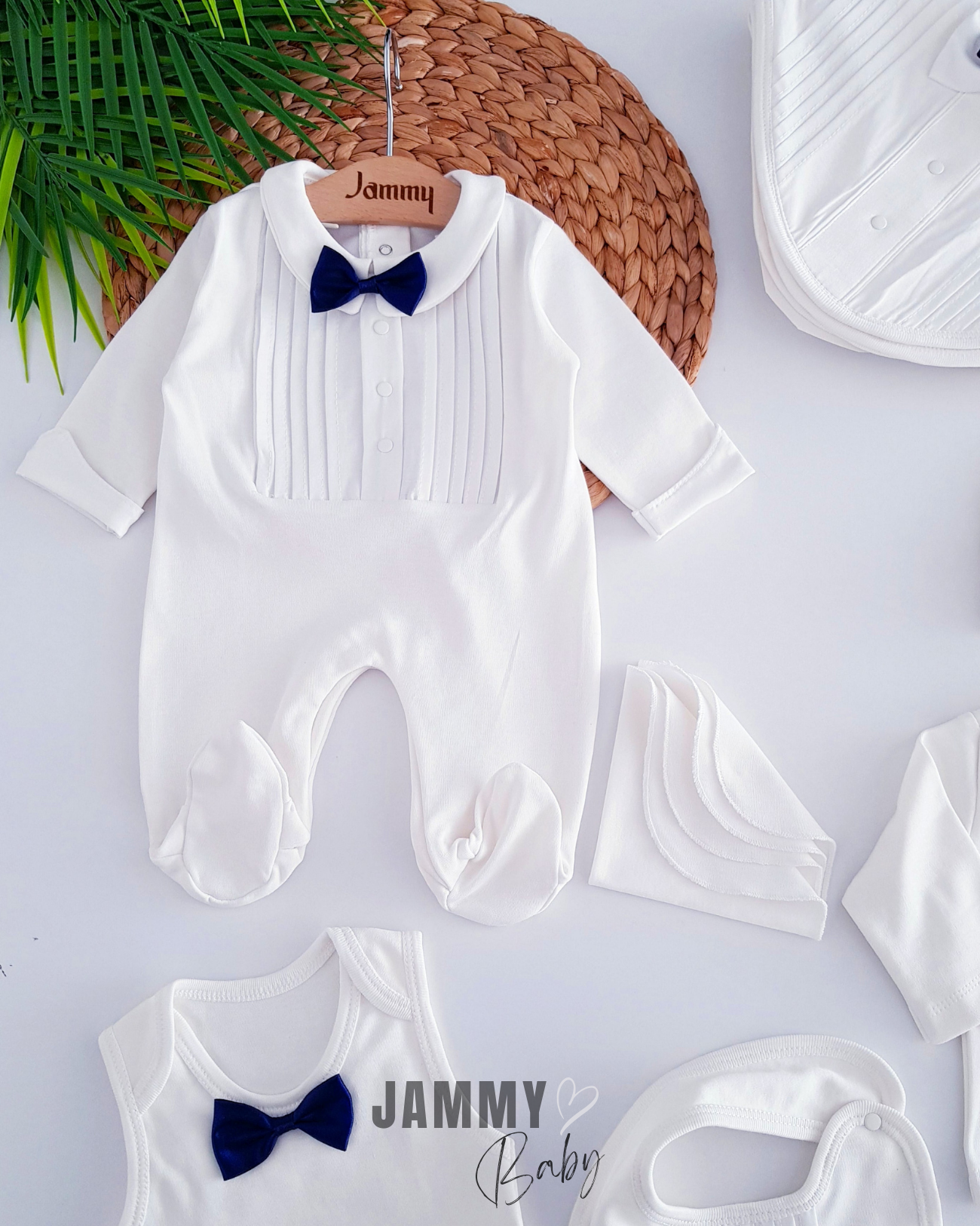 Pleated Bowtie Stylish 10 Piece Hospital Exit Set-ECRU