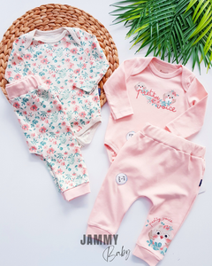 Pretty Birds 2 Body & 2 Pants Set-SOFT SALMON