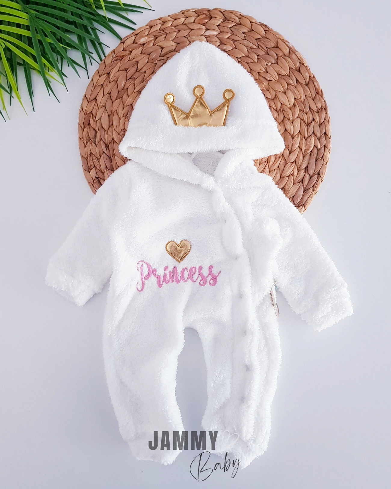 Prenses Snap Peluş Tulum-BEYAZ