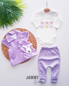 Sequined Rabbit Vest 3 Piece Set-LILA