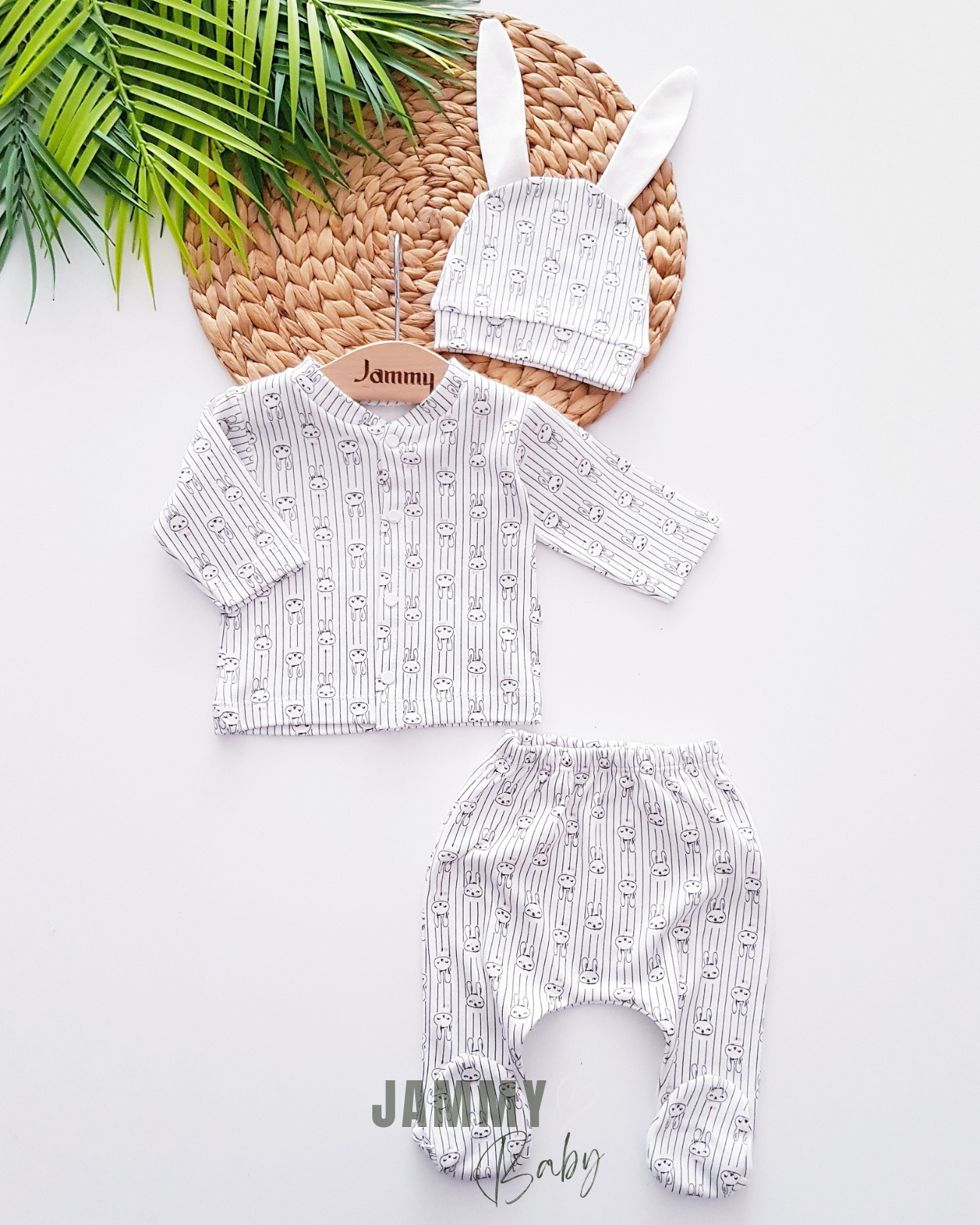 Rabbit Hat Pajama Set-BLUE