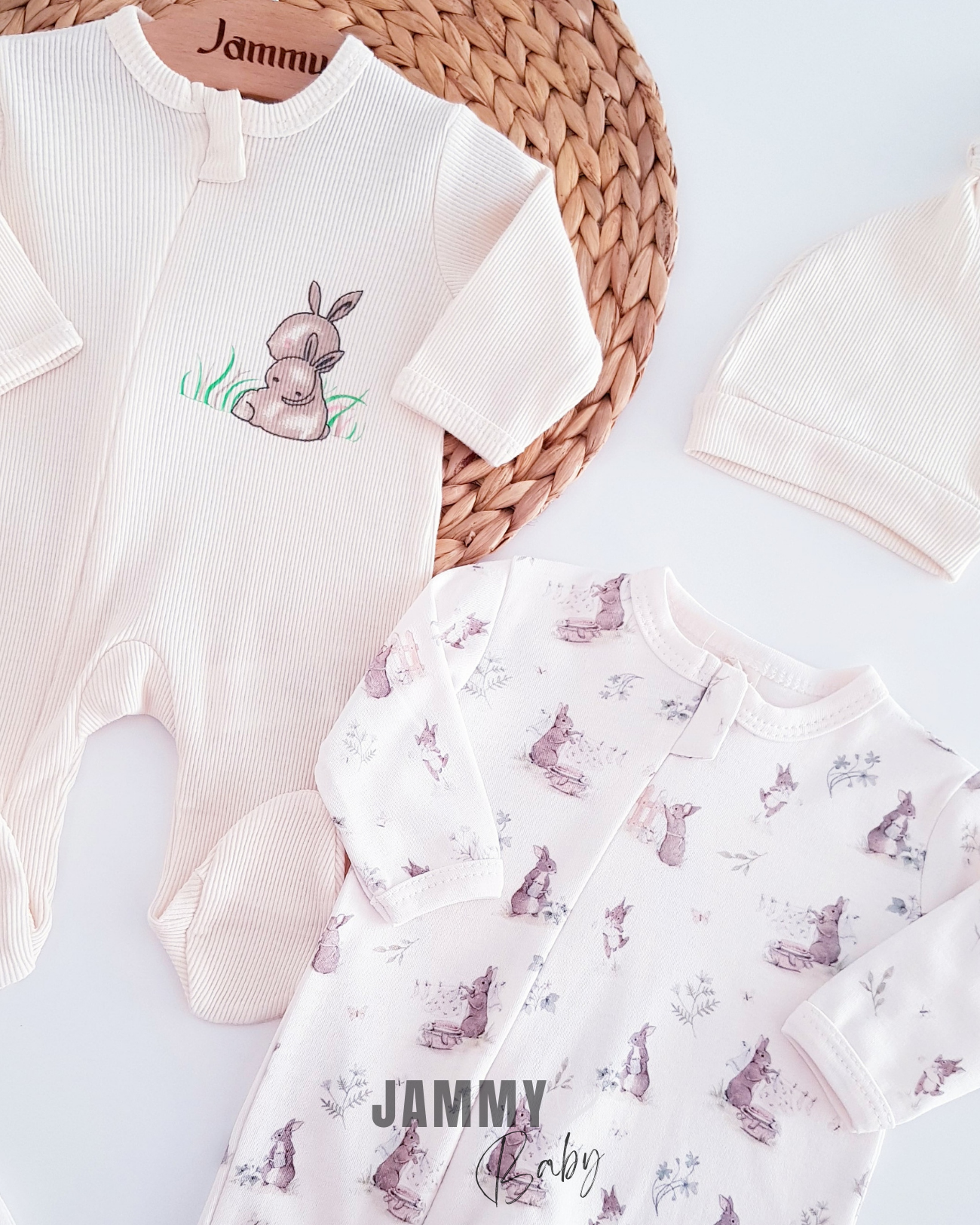 Rabbit's Zippered 2-Piece Jumpsuit Set-CREAM