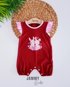 Rabbits Flower Fırfır Detaylı Tulum-BORDO