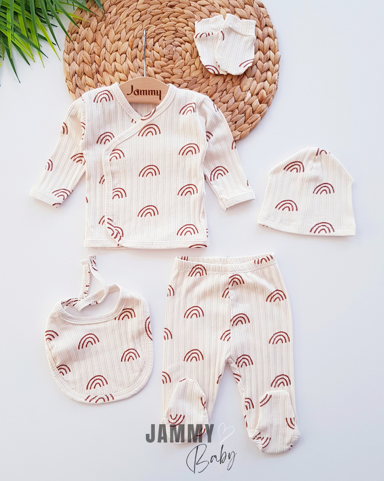 Rainbow Camisole 5 Piece Newborn Set-CREAM