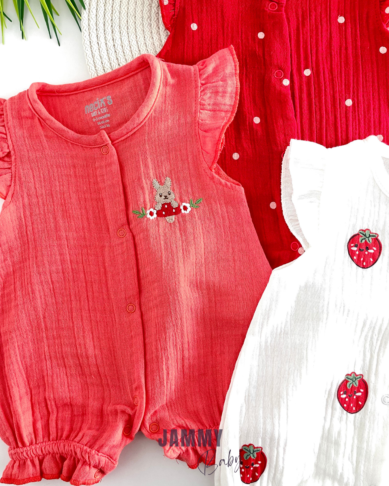 Red Love Summer Muslin 3-Piece Jumpsuit Set-COLORFUL