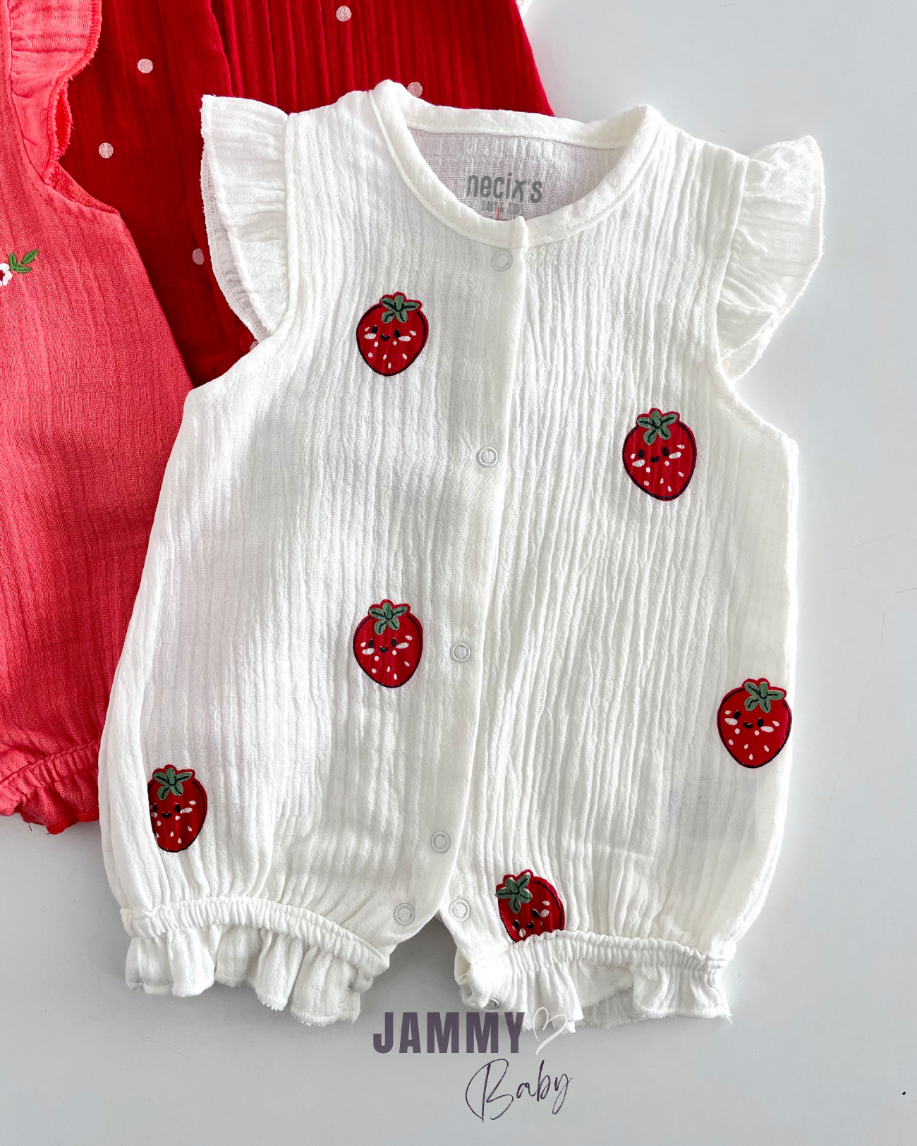 Red Love Summer Muslin 3-Piece Jumpsuit Set-COLORFUL