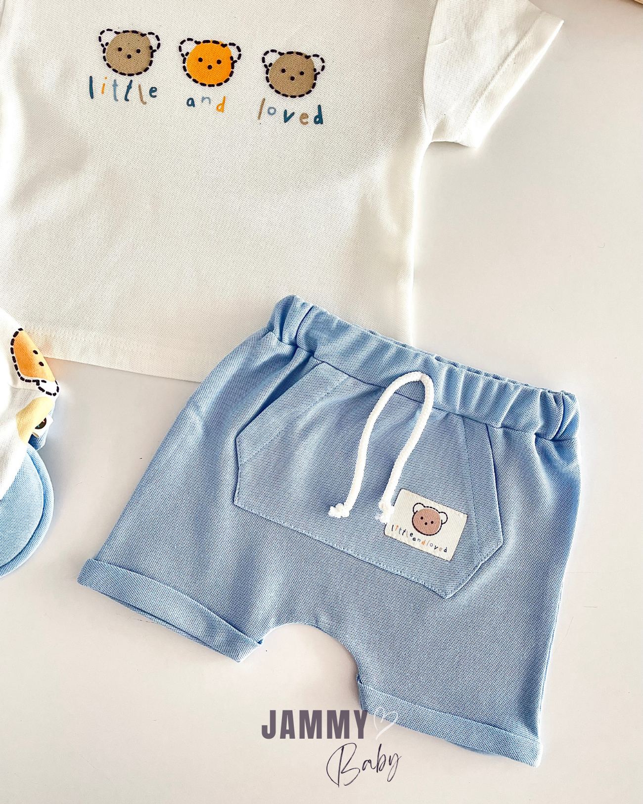 Colourful Bears T-Shirt / Shorts Set - ECRU