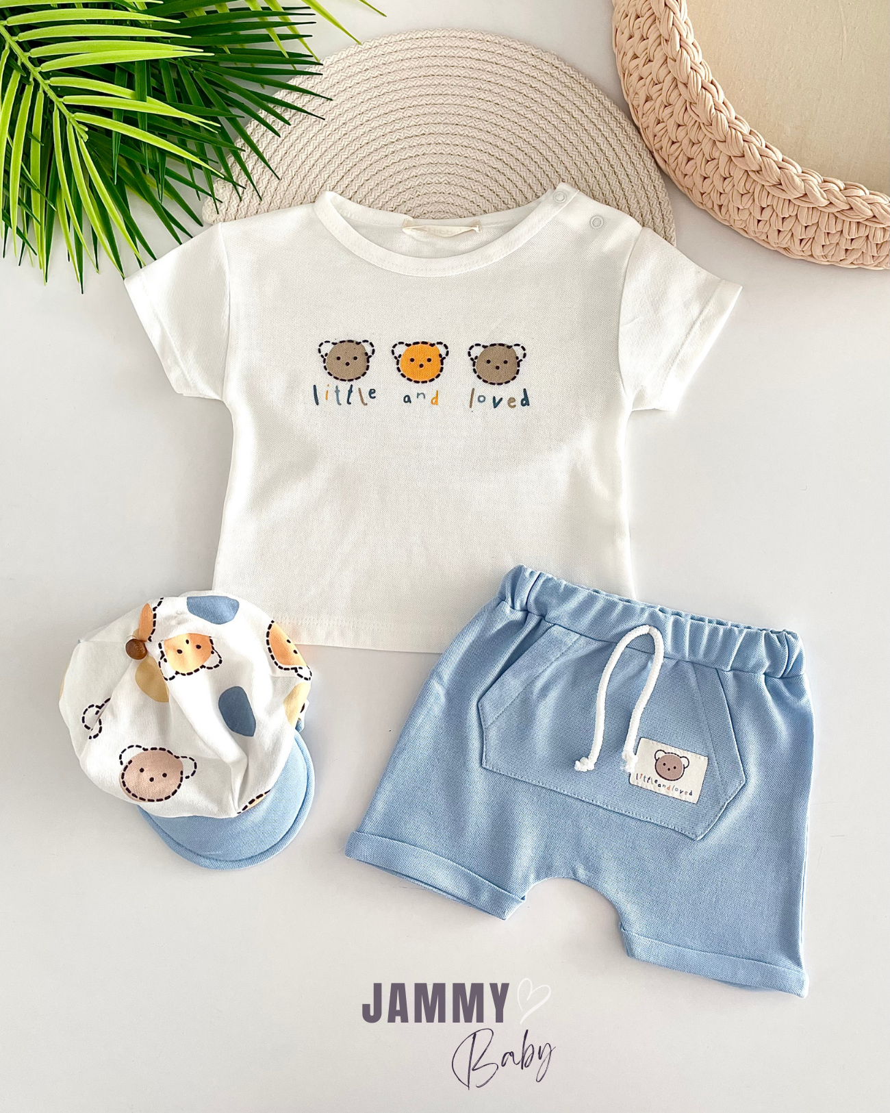Colourful Bears T-Shirt / Shorts Set - ECRU