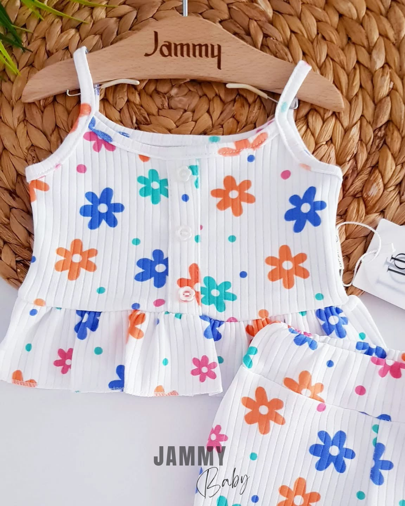 Colorful Daisies Suspender Spanish Suit-ECRU